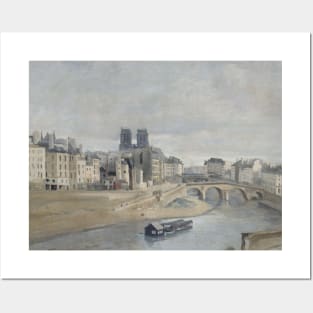 The Quai des Orfevres and the Pont Saint Michel by Jean-Baptiste-Camille Corot Posters and Art